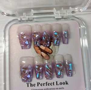 Purple Glitter Press-On Nails